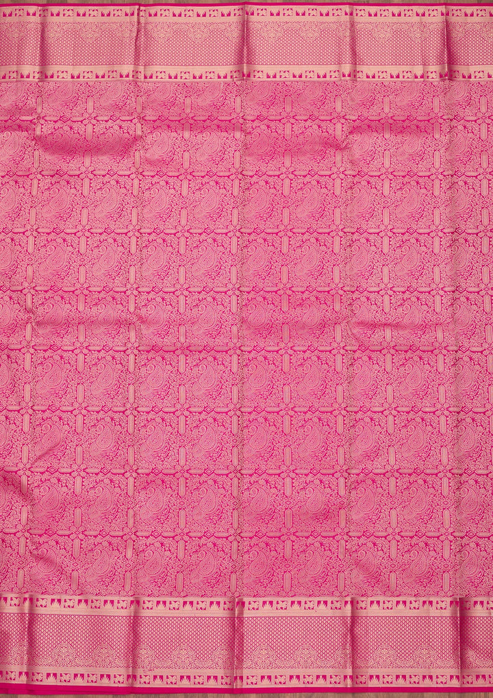 Rani Pink Zariwork Pure Silk Saree
