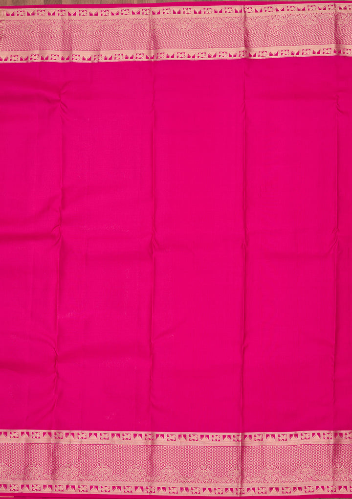 Rani Pink Zariwork Pure Silk Saree