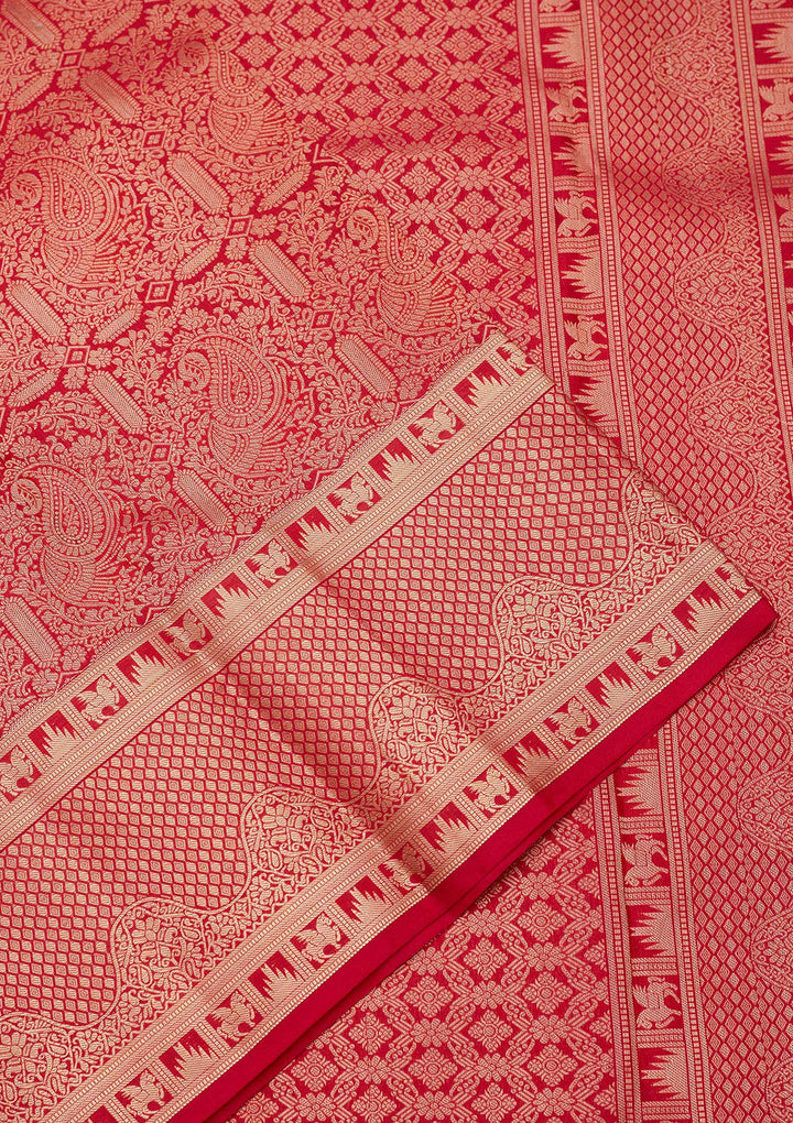 Red Zariwork Pure Silk Saree