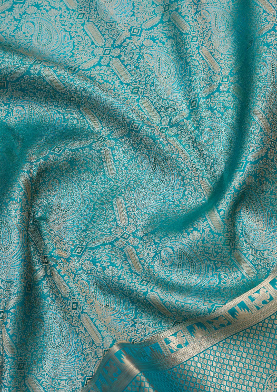 Sea Green Zariwork Pure Silk Saree