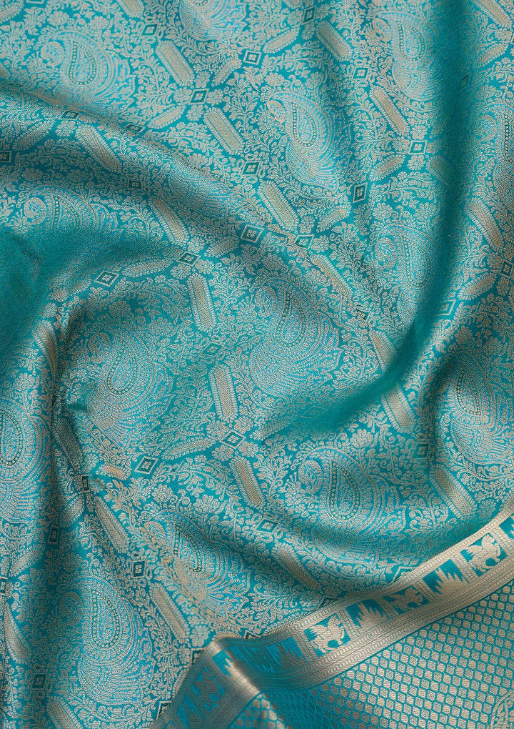 Sea Green Zariwork Pure Silk Saree