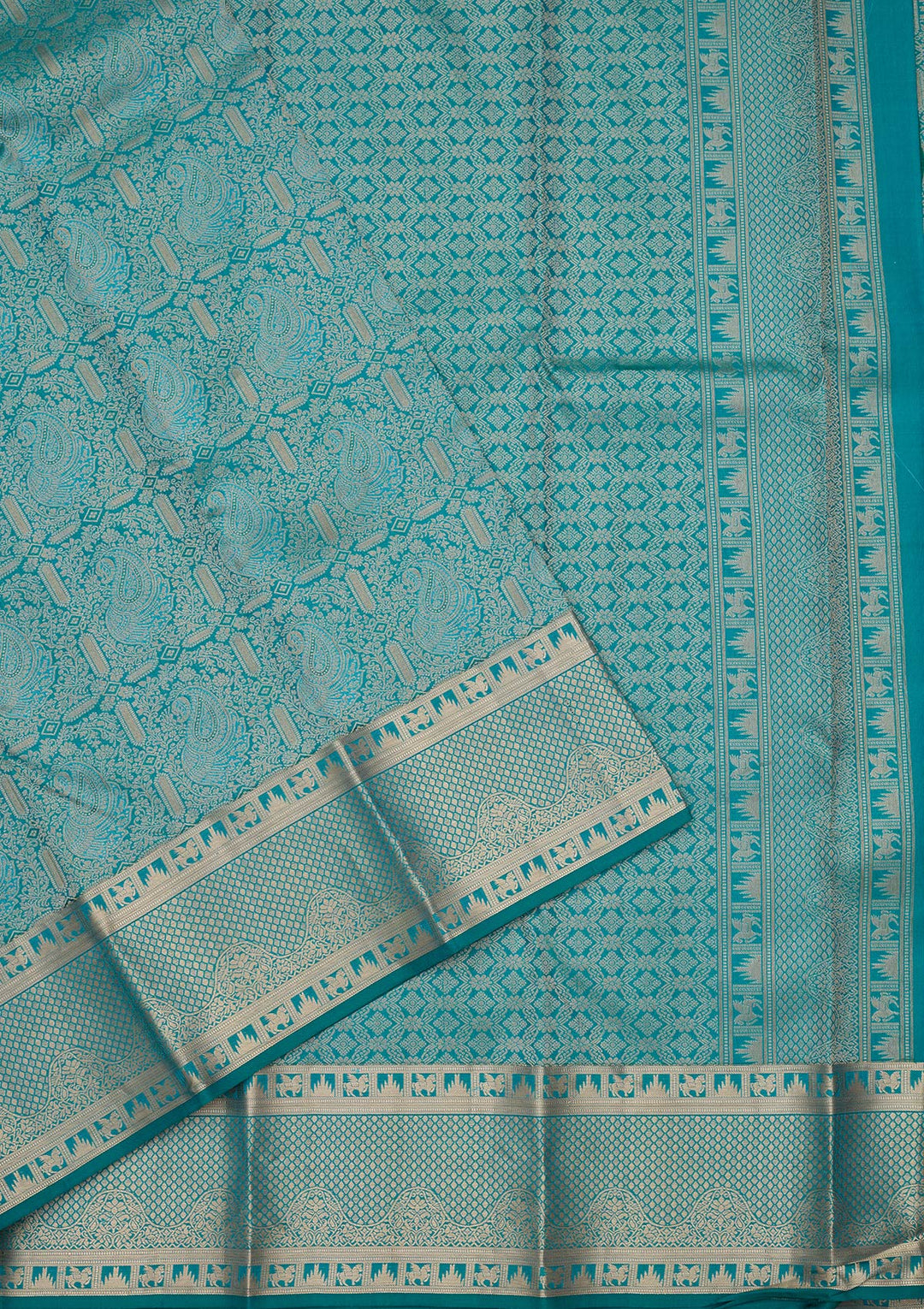 Sea Green Zariwork Pure Silk Saree