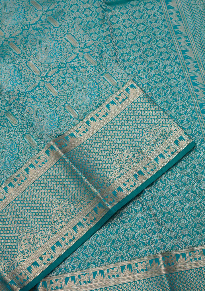 Sea Green Zariwork Pure Silk Saree