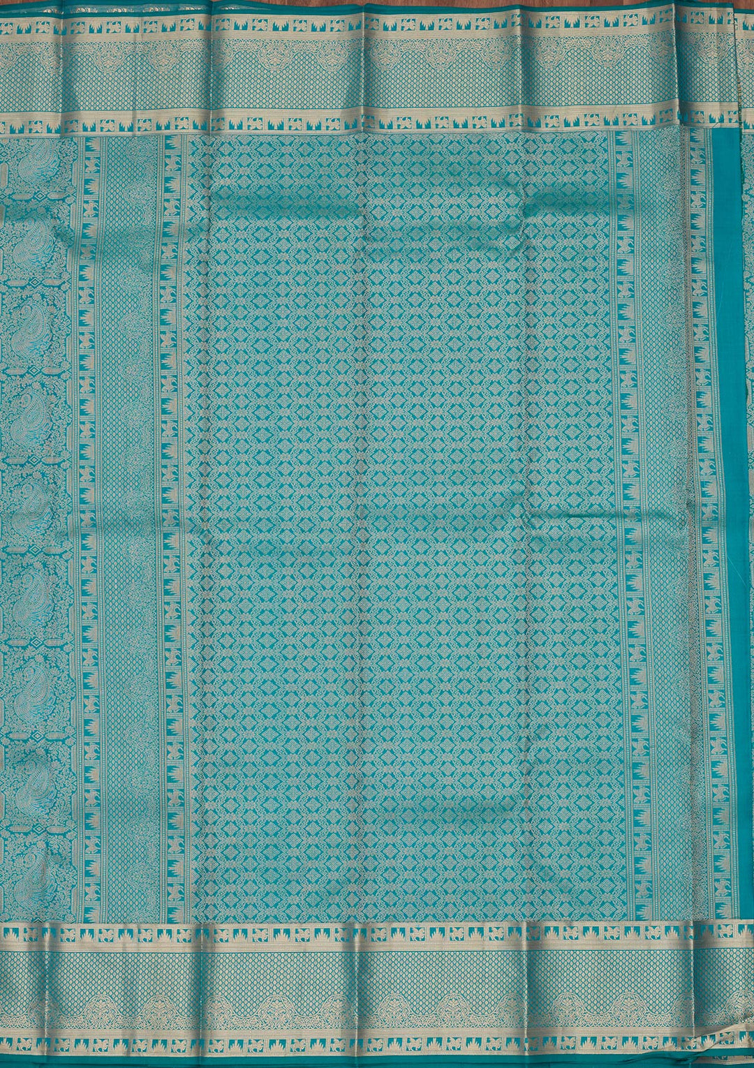 Sea Green Zariwork Pure Silk Saree