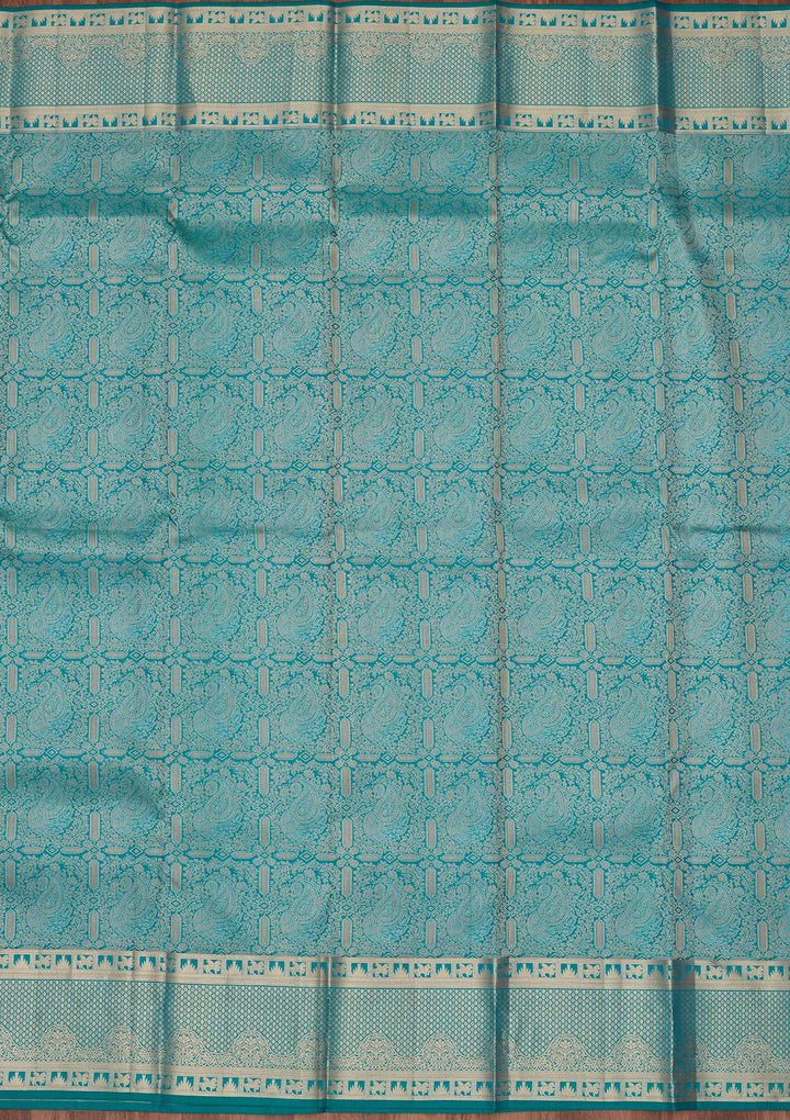 Sea Green Zariwork Pure Silk Saree