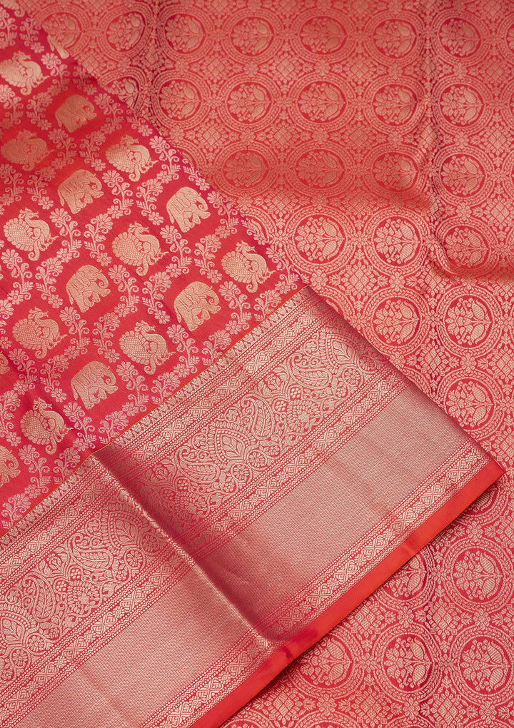 Orange Zariwork Pure Silk Saree