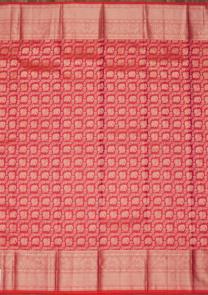 Orange Zariwork Pure Silk Saree