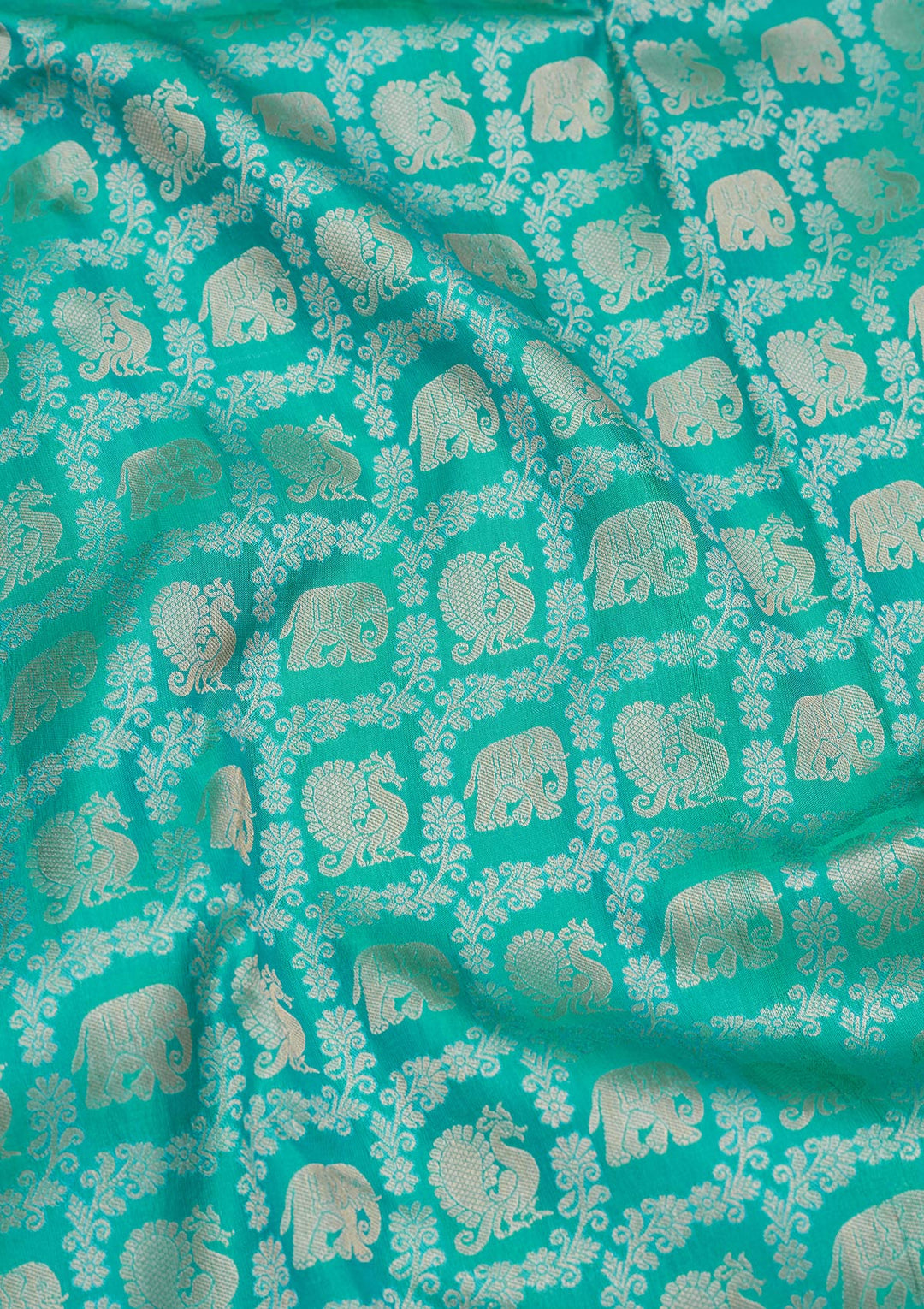 Turquoise Blue Zariwork Pure Silk Saree