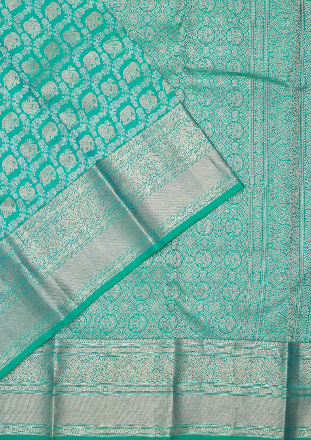 Turquoise Blue Zariwork Pure Silk Saree