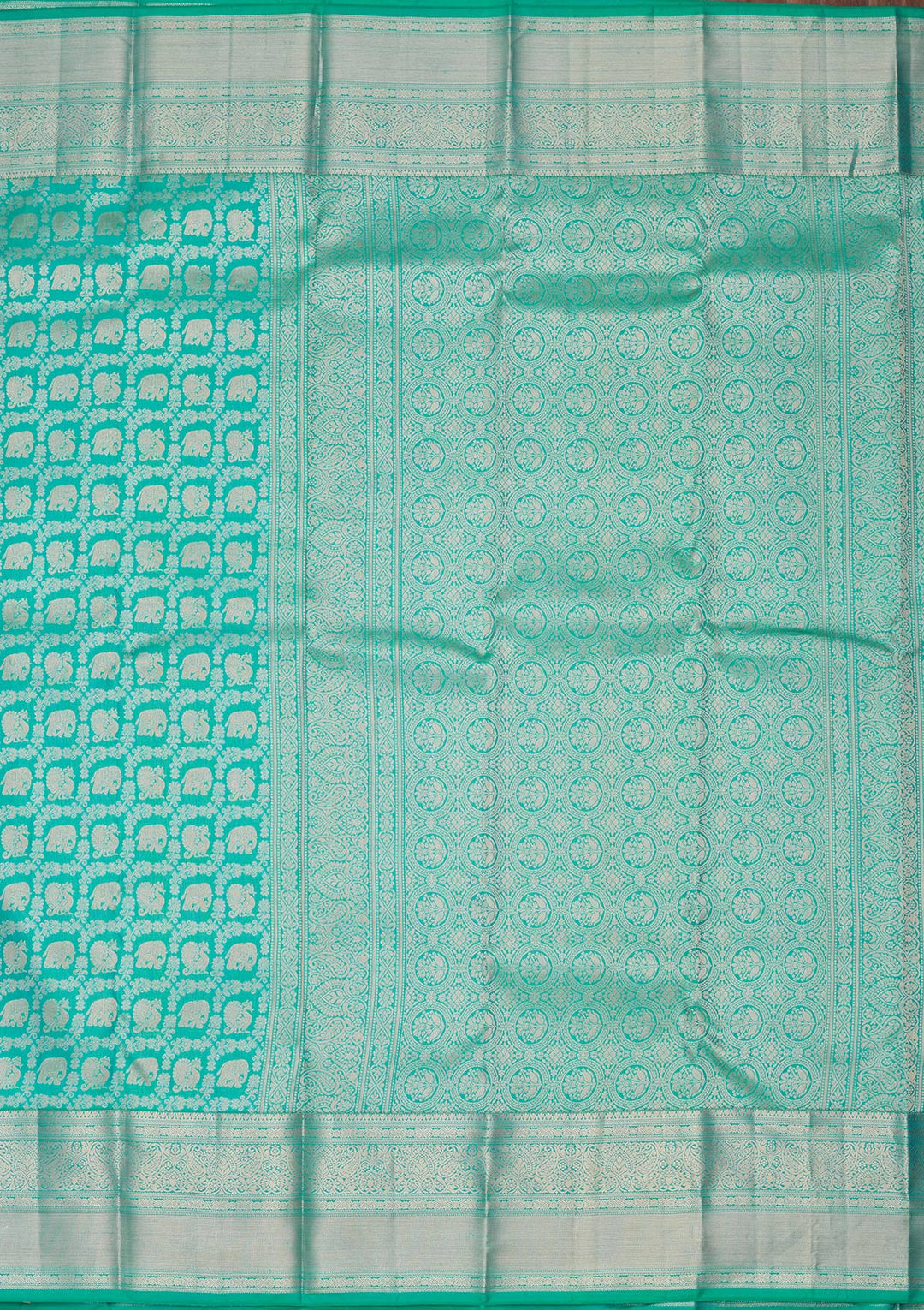 Turquoise Blue Zariwork Pure Silk Saree