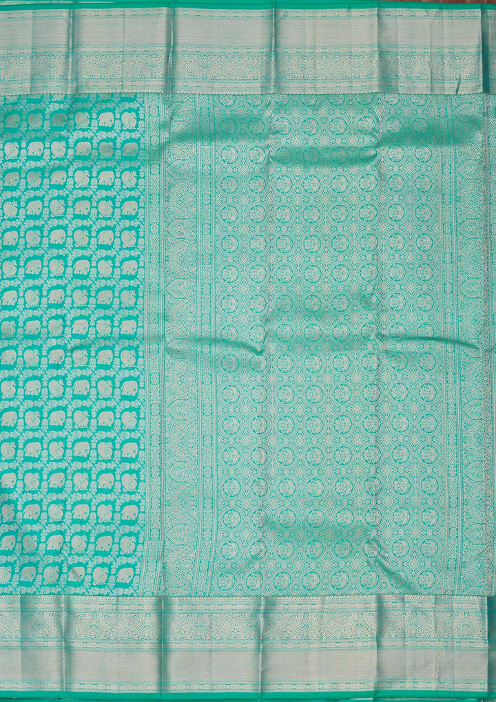 Turquoise Blue Zariwork Pure Silk Saree