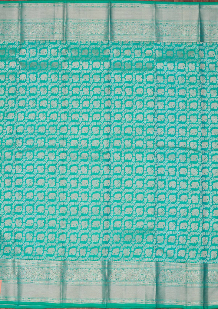 Turquoise Blue Zariwork Pure Silk Saree
