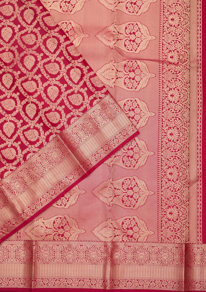 Maroon Zariwork Pure Silk Saree