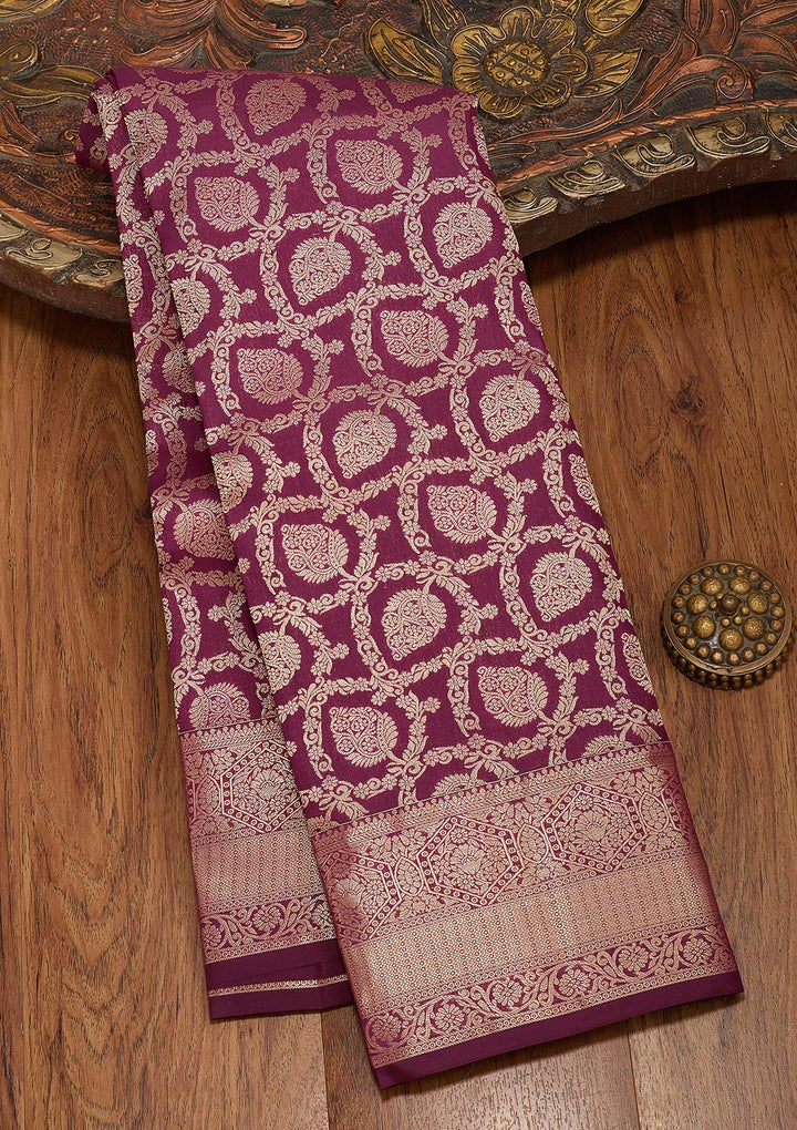 Wine Zariwork Pure Silk Saree