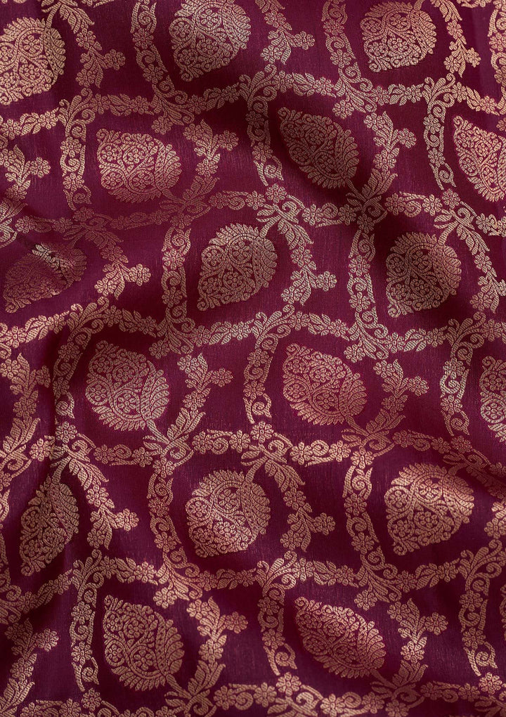 Wine Zariwork Pure Silk Saree