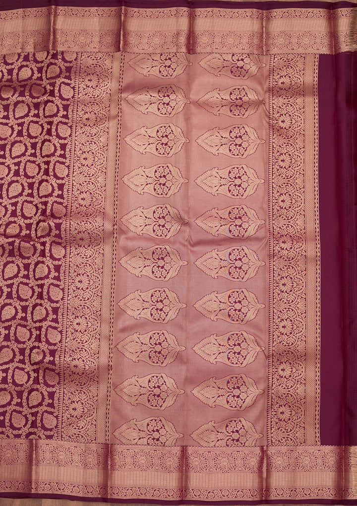 Wine Zariwork Pure Silk Saree