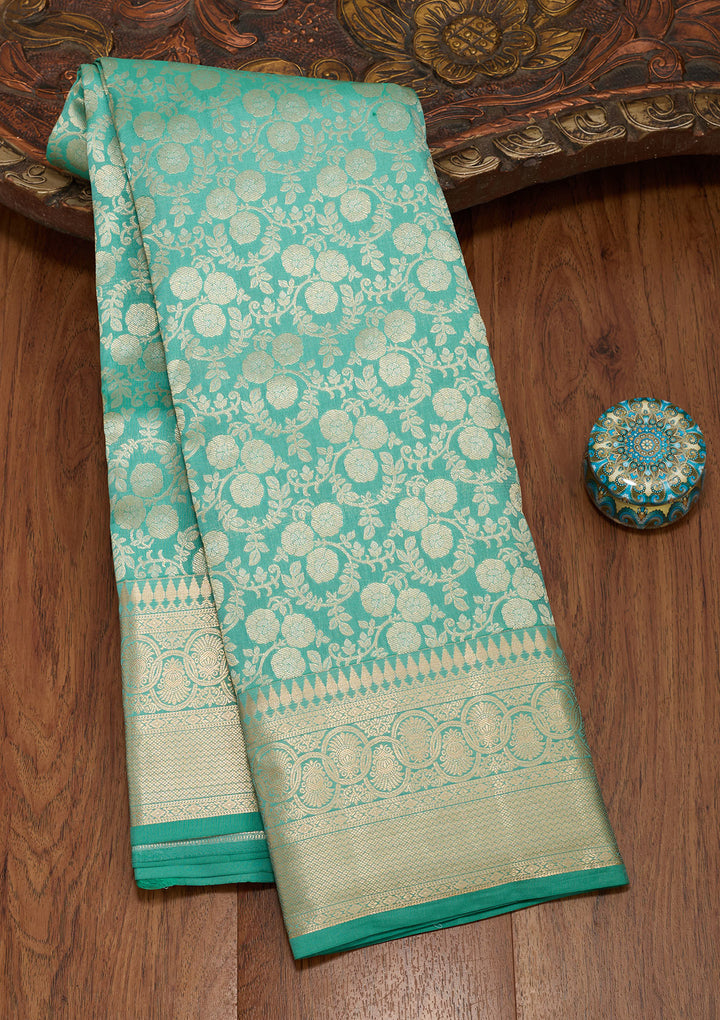 Sea Green Zariwork Pure Silk Saree
