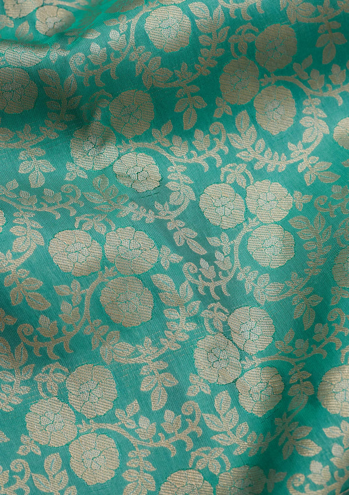 Sea Green Zariwork Pure Silk Saree