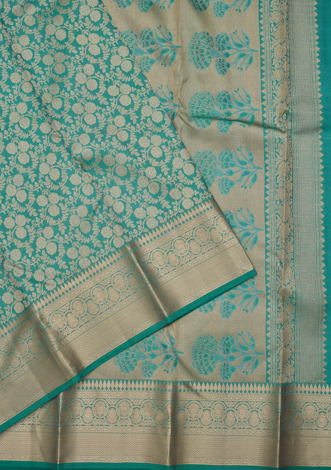 Sea Green Zariwork Pure Silk Saree