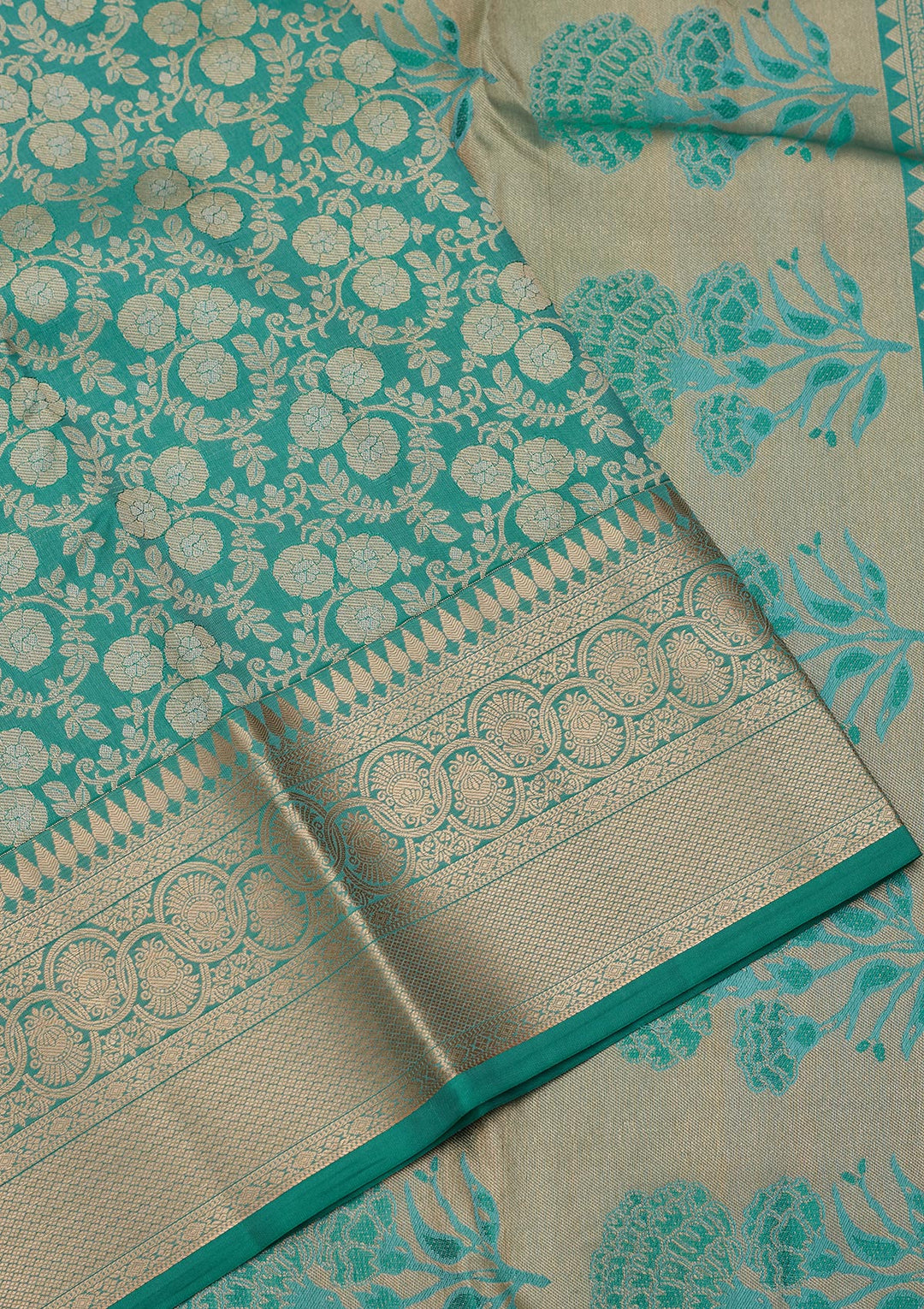 Sea Green Zariwork Pure Silk Saree