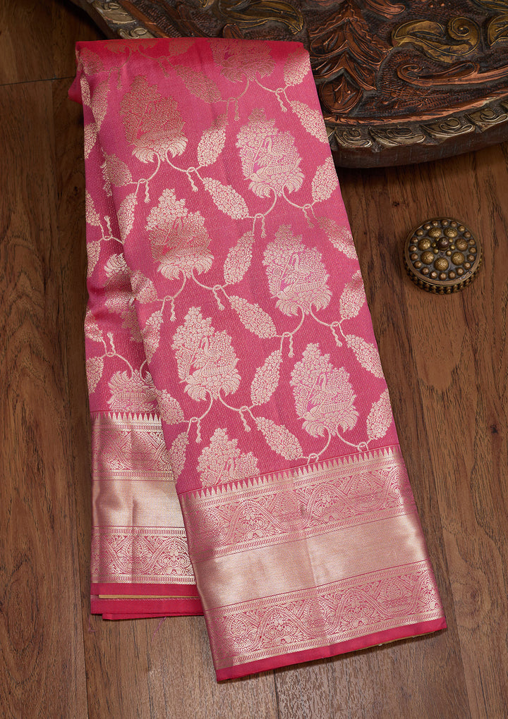 Pink Zariwork (Gold) Silk Silk_Saree