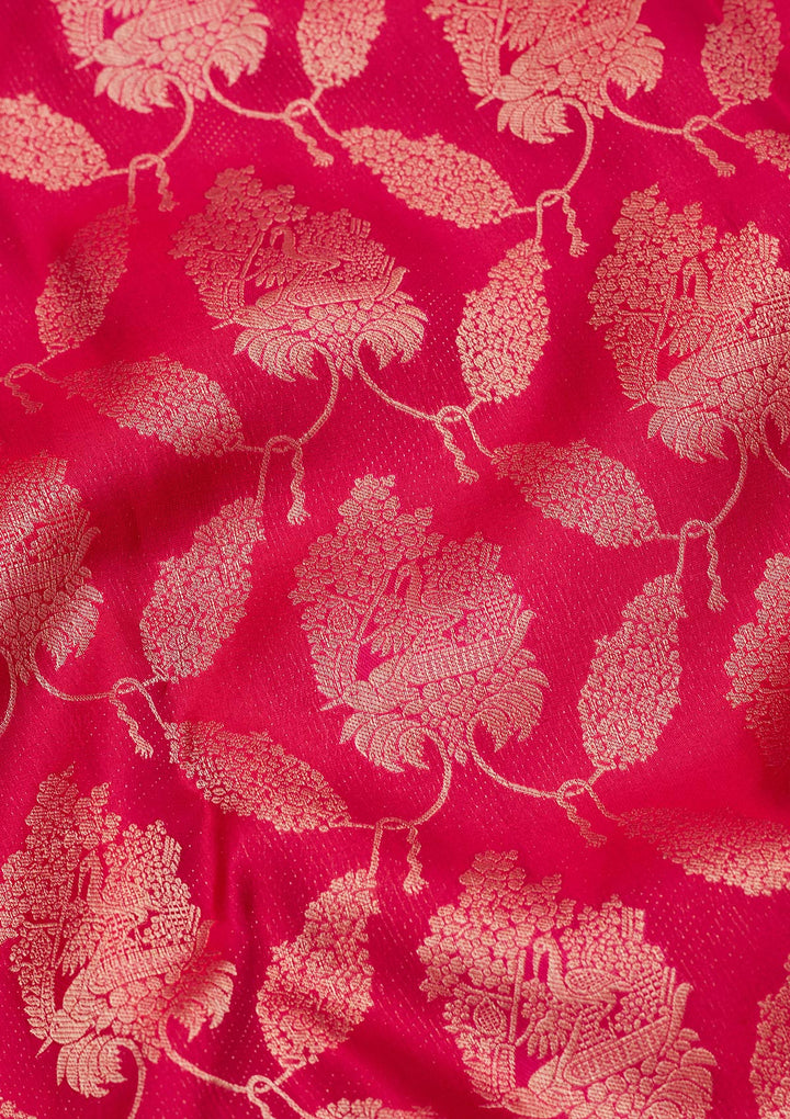 Rani Pink Zariwork Pure Silk Saree