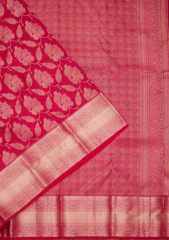 Rani Pink Zariwork Pure Silk Saree