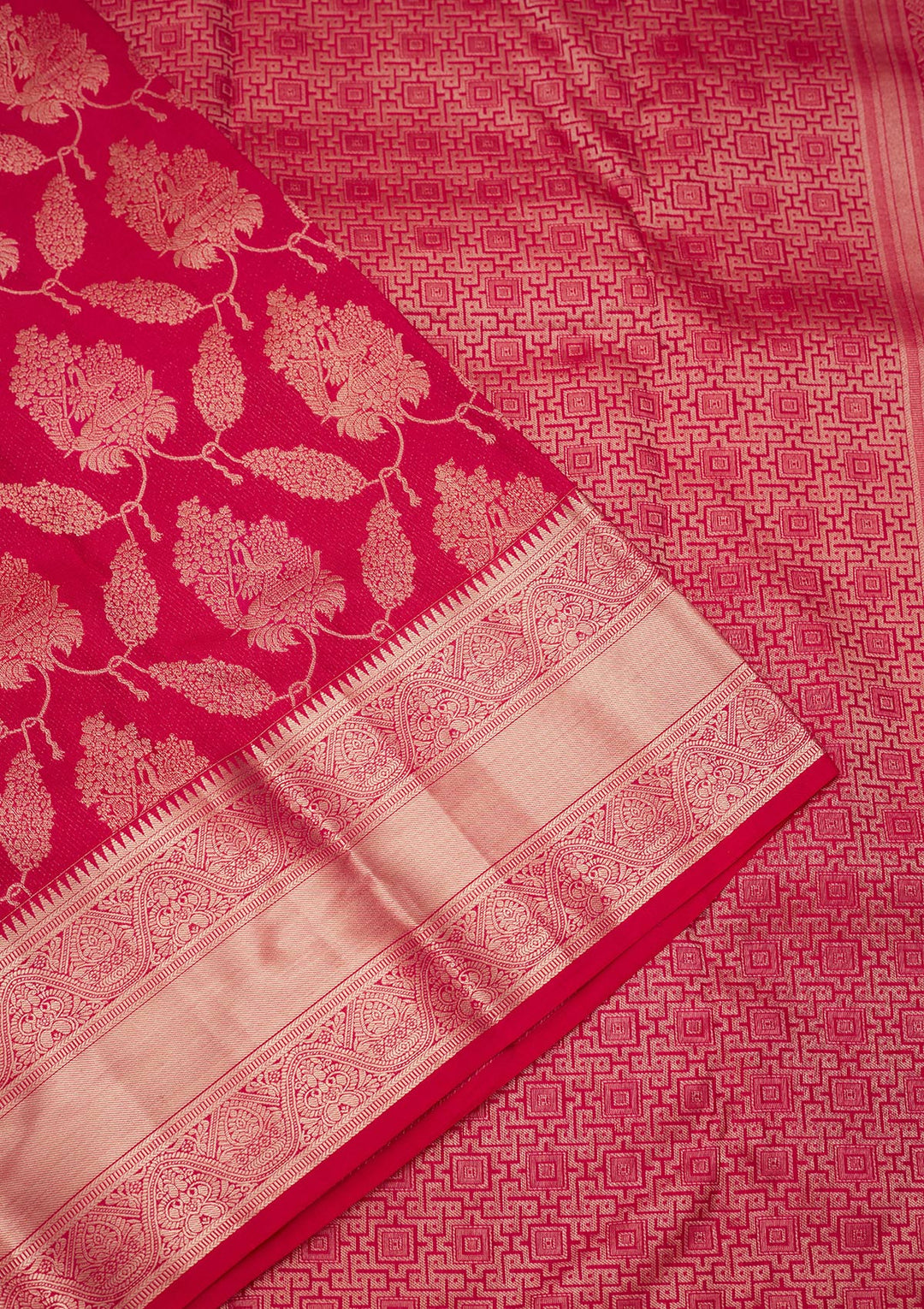 Rani Pink Zariwork Pure Silk Saree