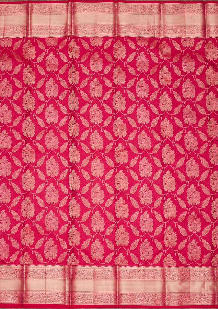 Rani Pink Zariwork Pure Silk Saree