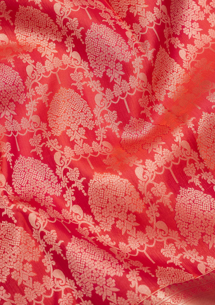 Orange Zariwork Pure Silk Saree