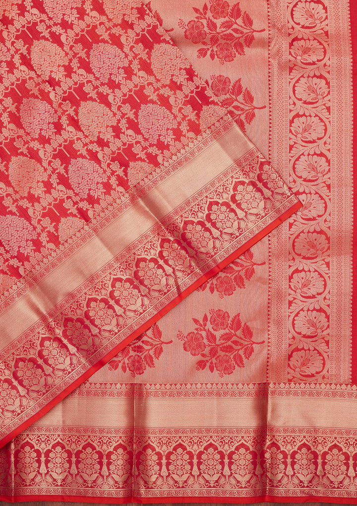 Orange Zariwork Pure Silk Saree