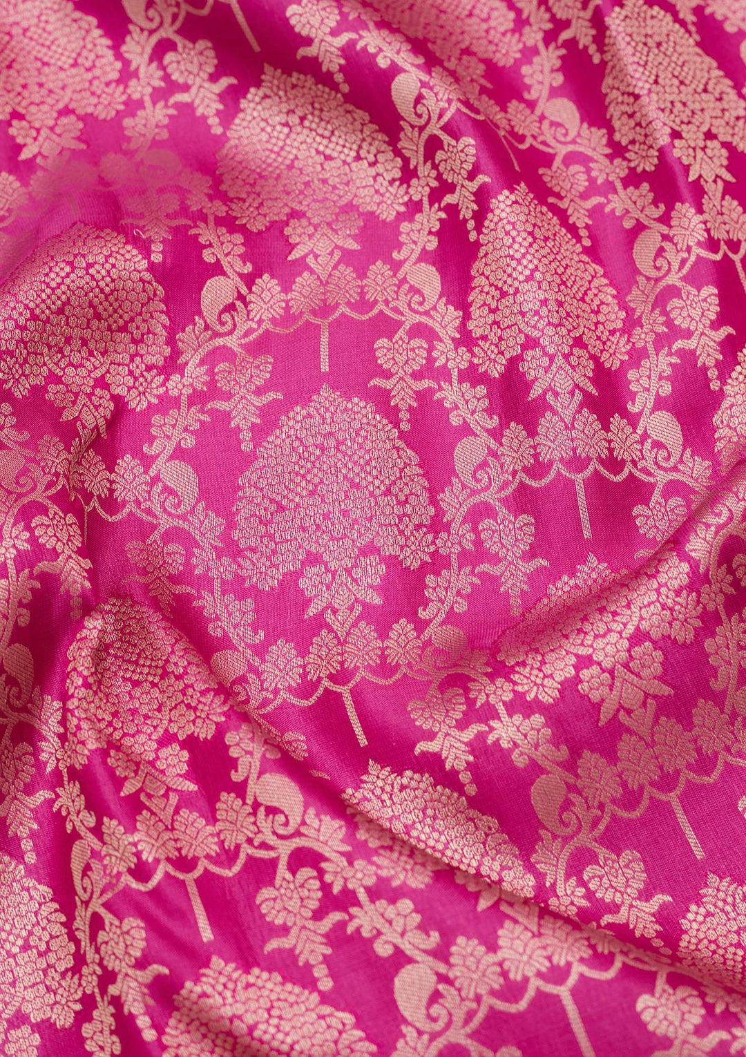 Rani Pink Zariwork Pure Silk Saree