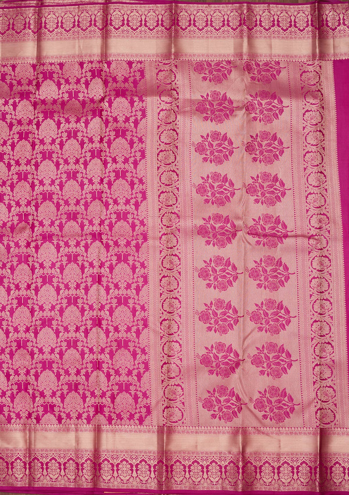 Rani Pink Zariwork Pure Silk Saree