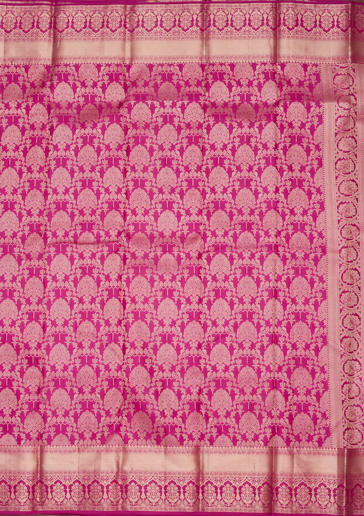 Rani Pink Zariwork Pure Silk Saree