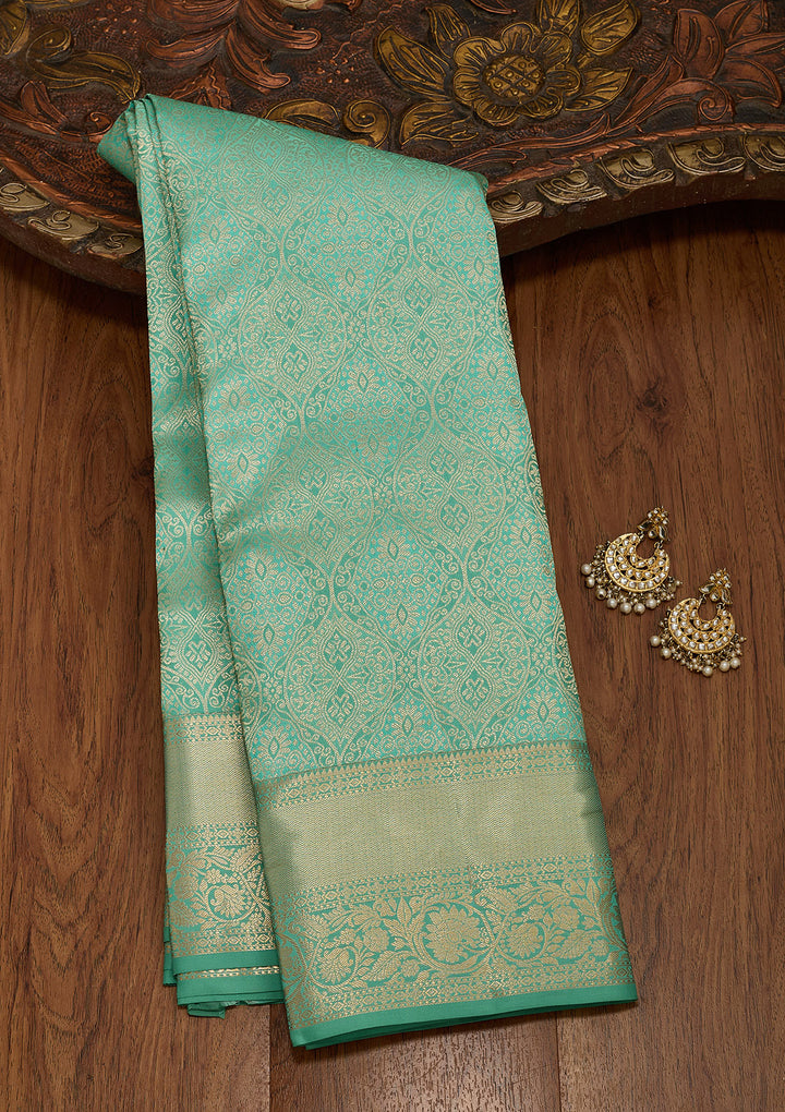 Sea Green Zariwork Pure Silk Saree