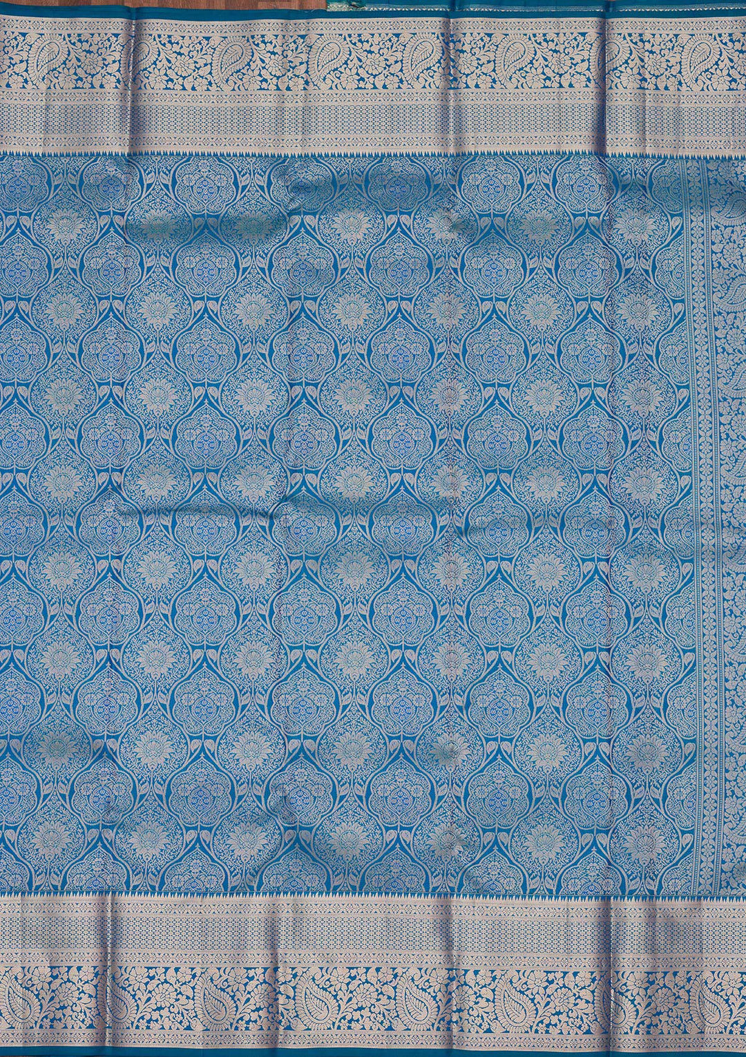 Peacock Blue Zariwork Pure Silk Saree