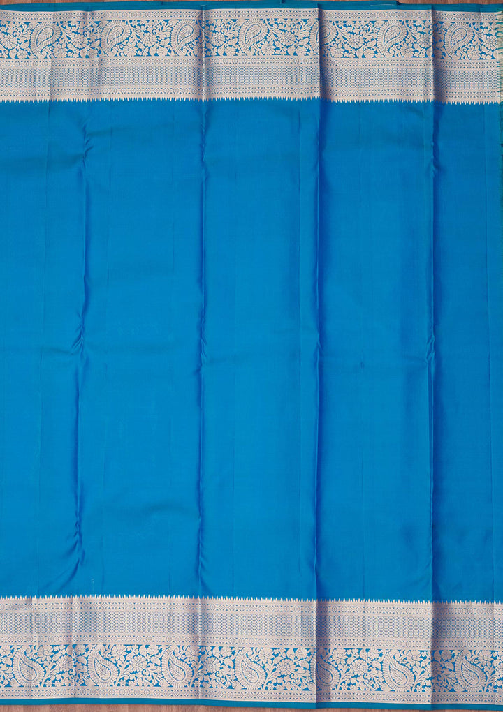 Peacock Blue Zariwork Pure Silk Saree
