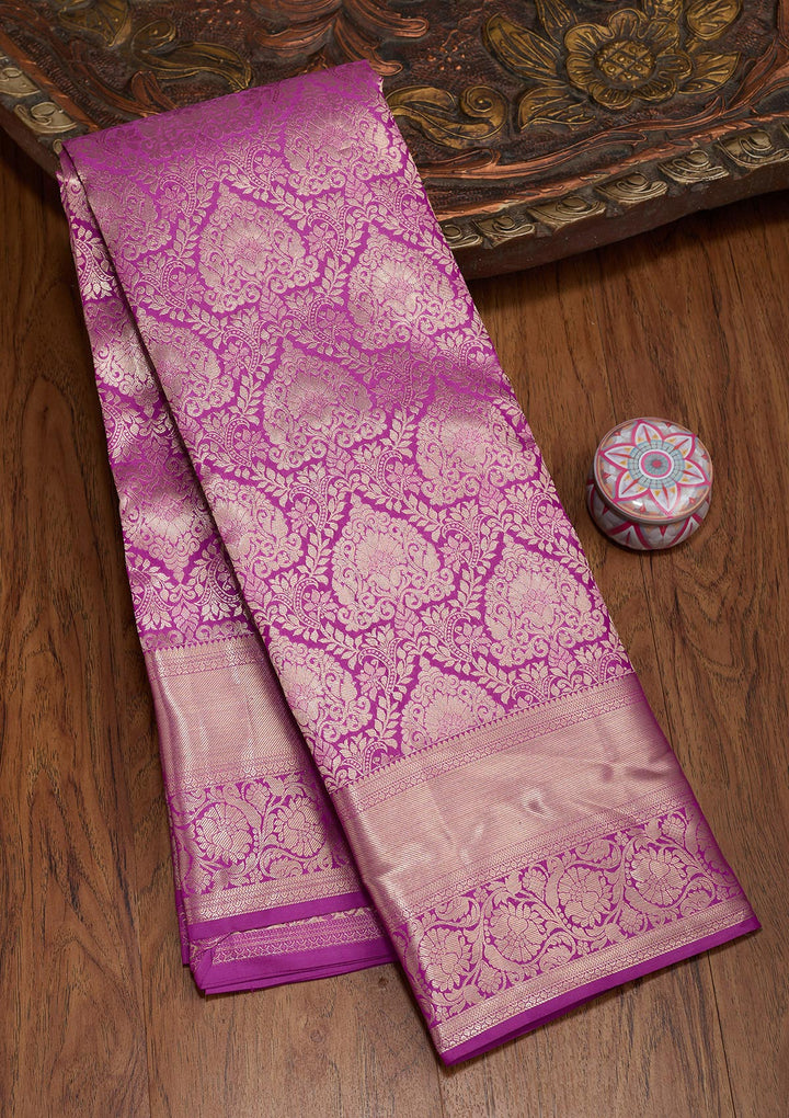Lavender Zariwork Pure Silk Saree