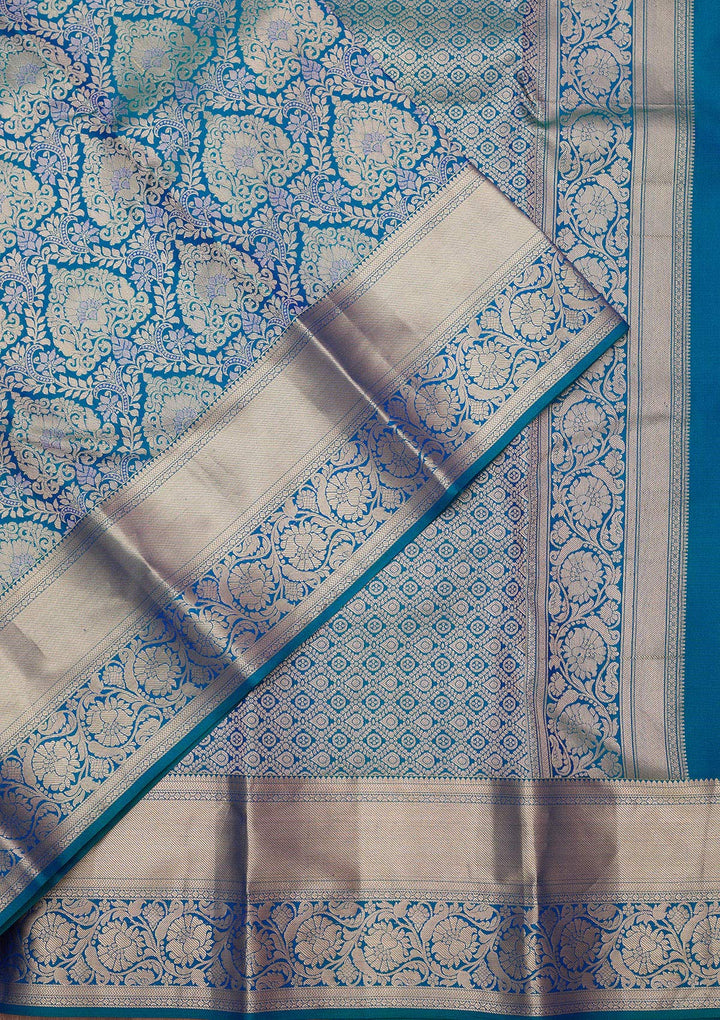 Peacock Blue Zariwork (Gold) Pure Silk Silk_Saree