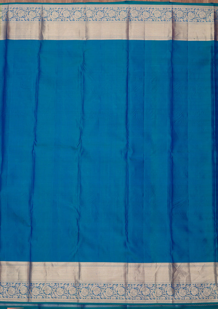 Peacock Blue Zariwork (Gold) Pure Silk Silk_Saree