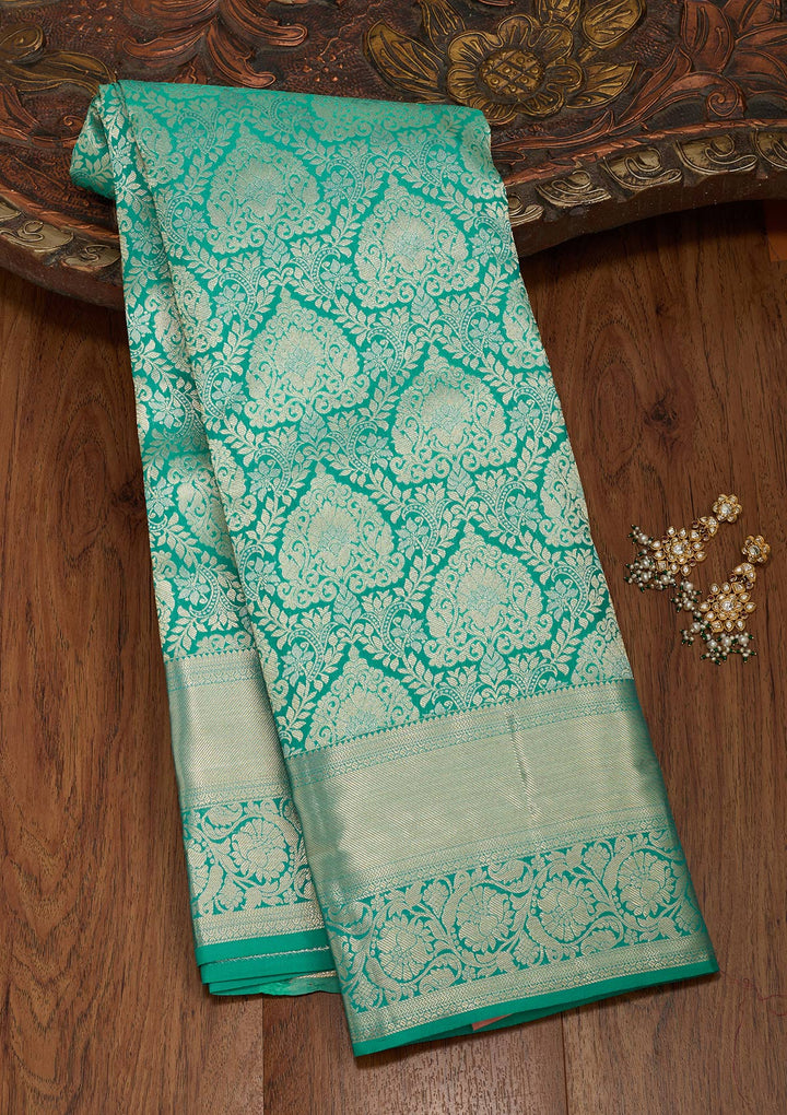 Rama Green Zariwork Pure Silk Saree