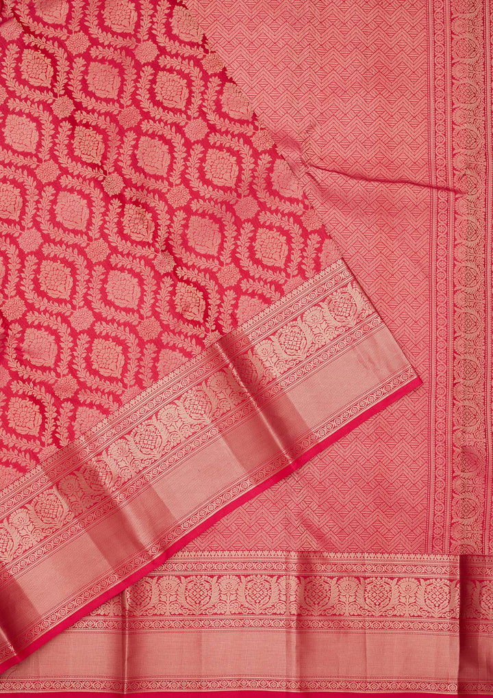 Rani Pink Zariwork Pure Silk Saree