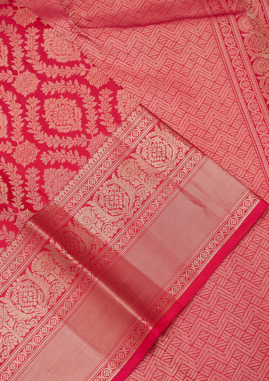 Rani Pink Zariwork Pure Silk Saree