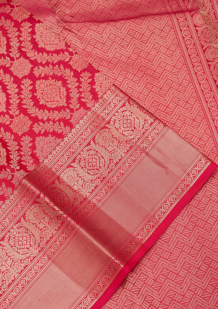 Rani Pink Zariwork Pure Silk Saree