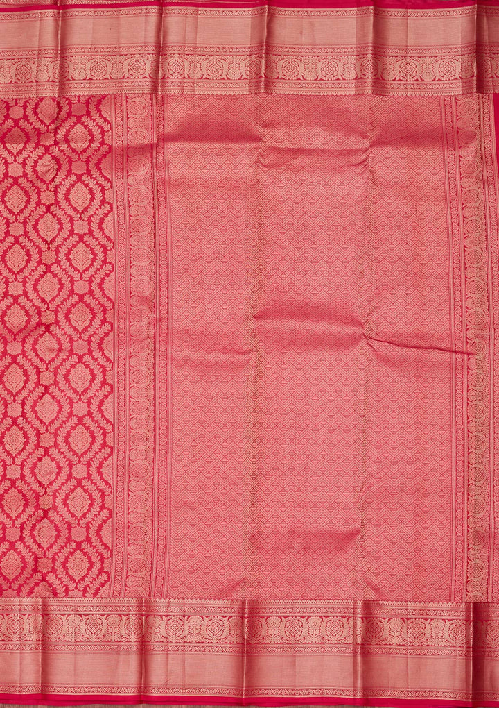 Rani Pink Zariwork Pure Silk Saree