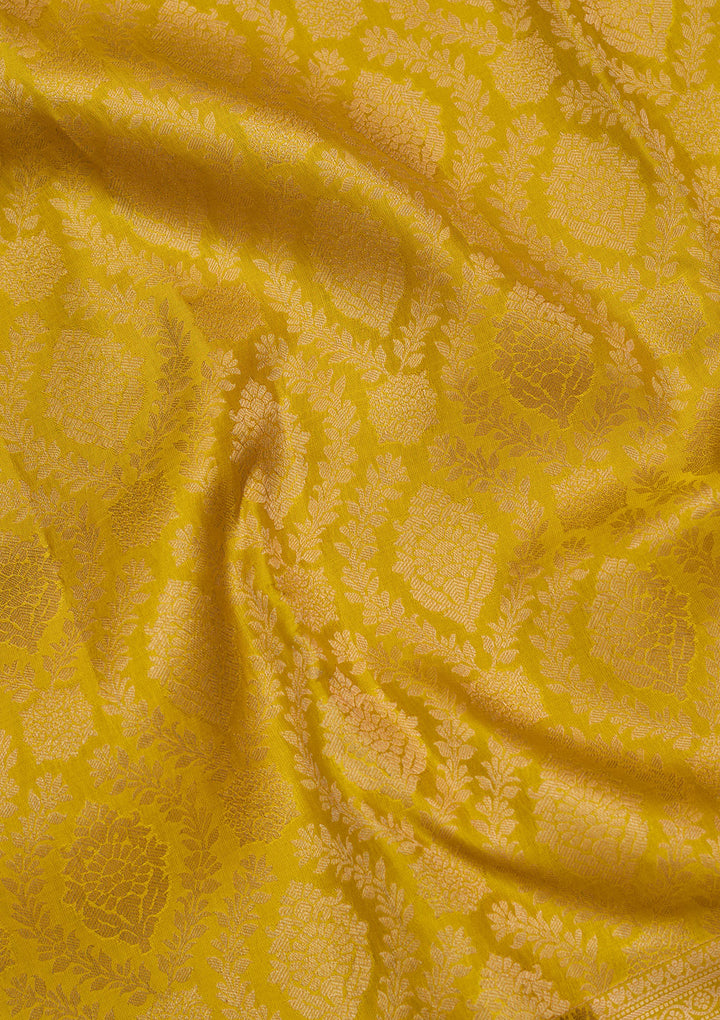 Yellow Zariwork Pure Silk Saree