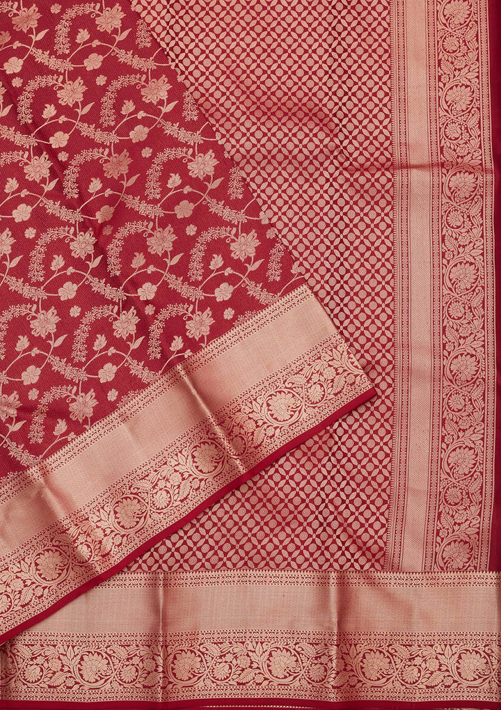 Maroon Zariwork Pure Silk Saree