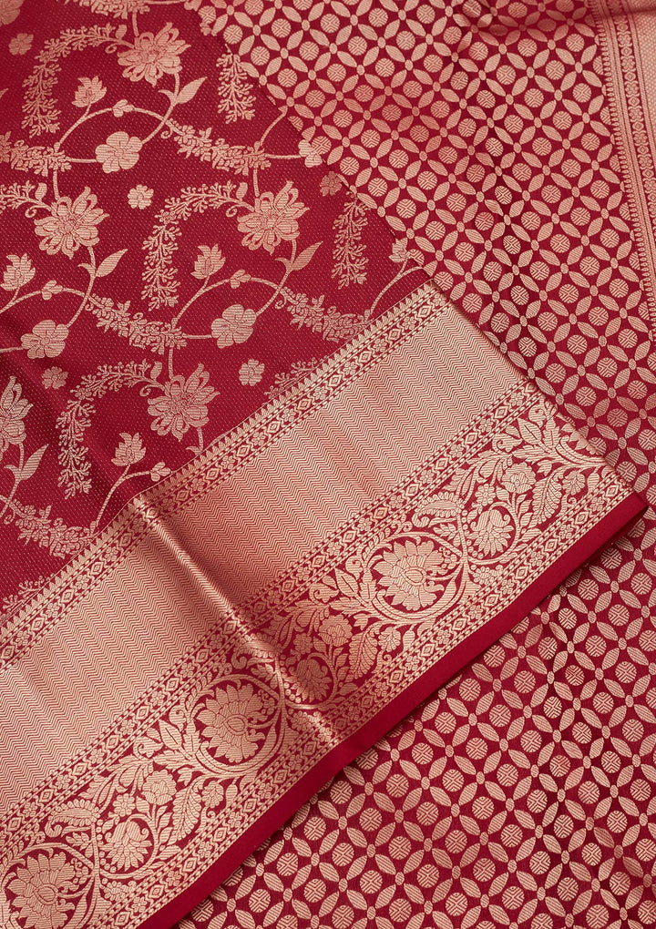 Maroon Zariwork Pure Silk Saree