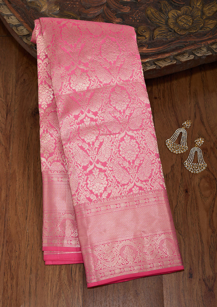 Pink Zariwork (Silver) Silk Silk_Saree