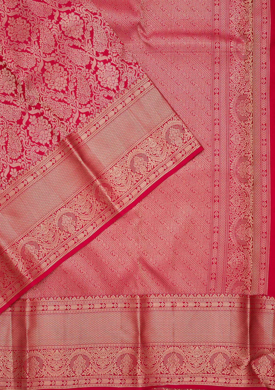 Rani Pink Zariwork Pure Silk Saree